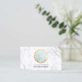 PixDezines Marble/Flower of Life/Faux Foil Visitekaartje (Staand voorkant)