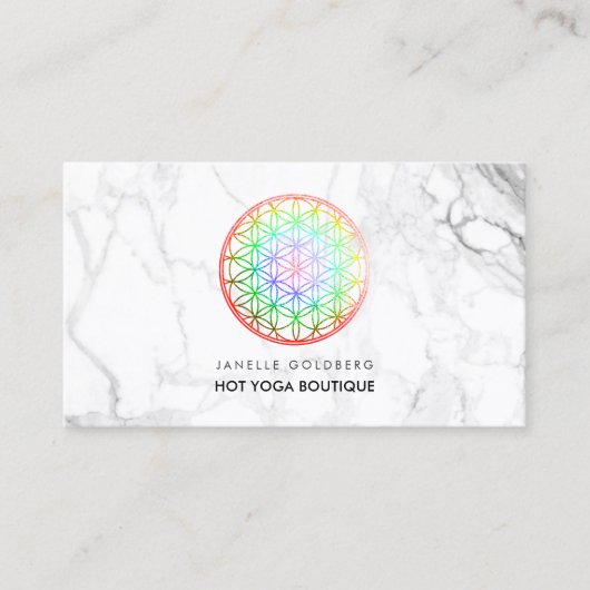 PixDezines Marble/Flower of Life/Faux Foil Visitekaartje (Voorkant)