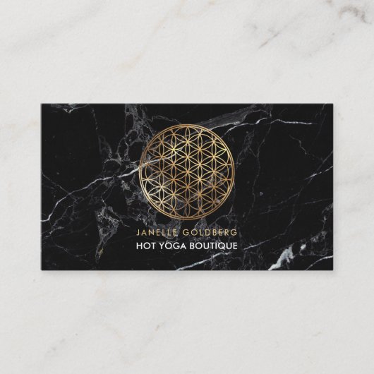 PixDezines Marble/Flower of Life/Faux Gold Visitekaartje (Voorkant)