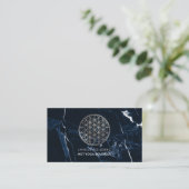PixDezines Marble/Flower of Life/Faux Silver Visitekaartje (Staand voorkant)