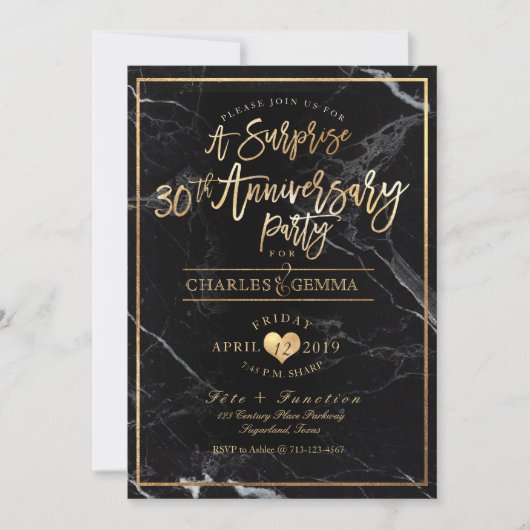 PixDezines Marble+Gold/Surprise 30th Jubileum Kaart (Voorkant)