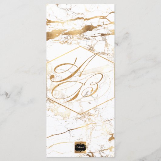 PixDezines Marble+Gold Veins Wedding Program Programmakaart (Achterkant)