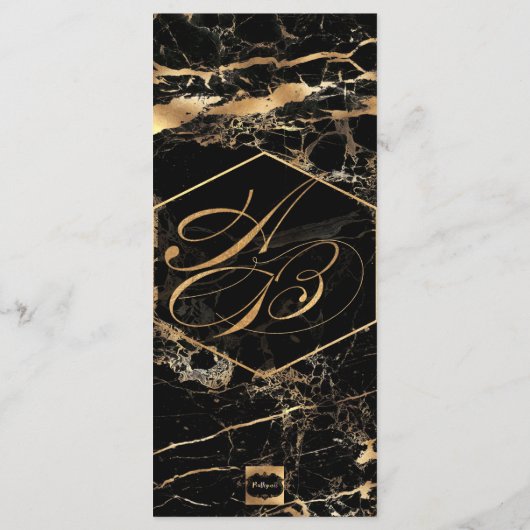 PixDezines Marble+Gold Veins Wedding Program Programmakaart (Achterkant)