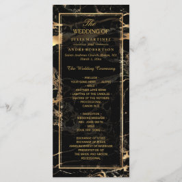 PixDezines Marble+Gold Veins Wedding Program Programmakaart