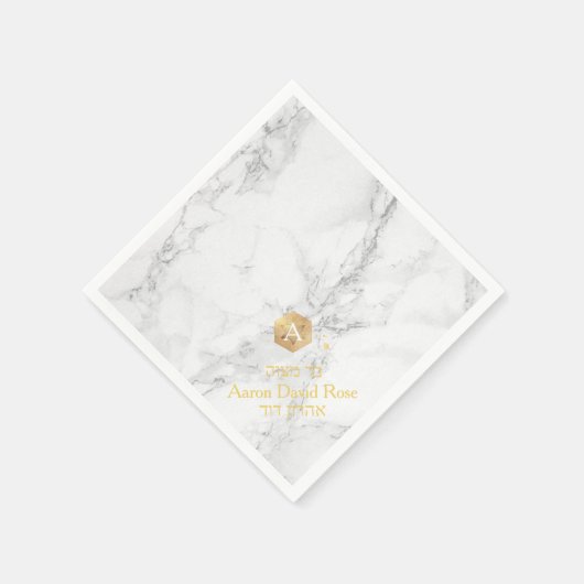 PixDezines Marble+Honeycomb, Faux Gold Mitswa Servet (Hoek)