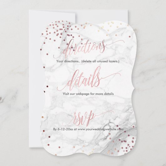 PixDezines Marble+Monogram+Faux RoseGold Honingraa Kaart (Achterkant)