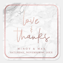 PixDezines MARBLE NEP ROZE GOUD LOVE+THANKS Vierkante Sticker