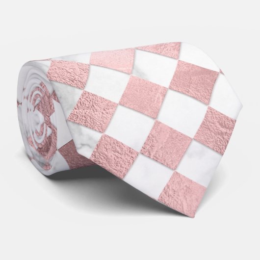 PixDezines Marble+Roos Gold Checker Stropdas (Opgerold)