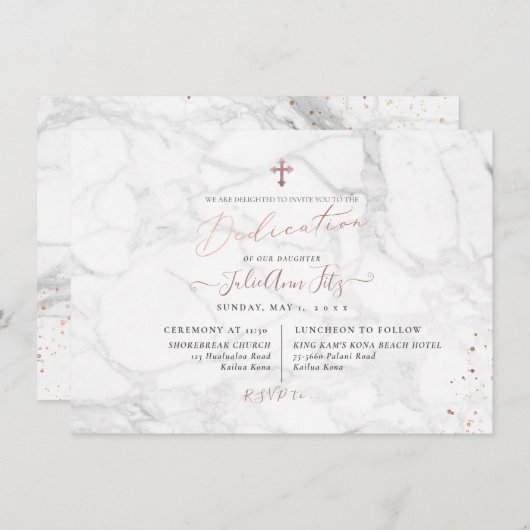 PixDezines Marble Roos Gold Dedication Kaart (Voorkant / Achterkant)