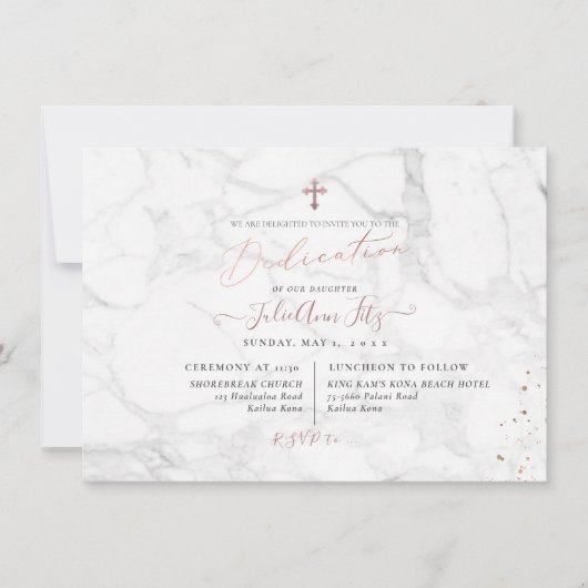 PixDezines Marble Roos Gold Dedication Kaart (Voorkant)