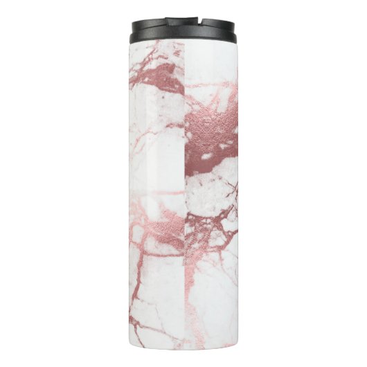 PixDezines Marble/Rose Gold Veins Thermosbeker (Achterkant)