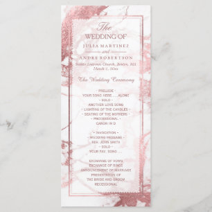 PixDezines Marble+Rose Gold Veins Wedding Programm Programmakaart