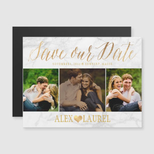 PixDezines Marble Save our Date/Faux Gold Magnetische Uitnodiging