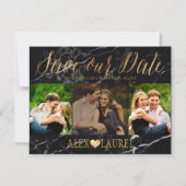 PixDezines Marble Save Our Date/Faux Gold Magnetische Uitnodiging (Voorkant)