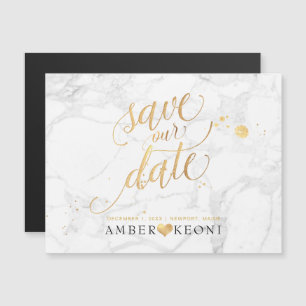 PixDezines Marble Save our Date/Faux Gold Magnetische Uitnodiging
