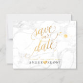 PixDezines Marble Save Our Date/Faux Gold Magnetische Uitnodiging (Voorkant)