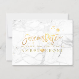 PixDezines Marble Save Our Date/Faux Gold Script Magnetische Uitnodiging