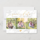 PixDezines Marble Save Our Date/Faux Gold Script Magnetische Uitnodiging (Voorkant)