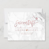 PixDezines Marble Save our Date/Faux Roos Gold Magnetische Uitnodiging (Voorkant)