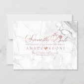 PixDezines Marble Save our Date/Faux Roos Gold Magnetische Uitnodiging (Voorkant)