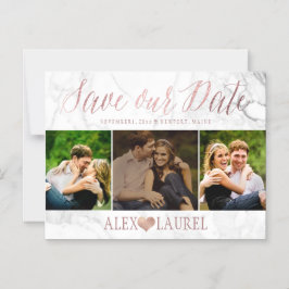 PixDezines Marble Save our Date/Faux Roos Gold Magnetische Uitnodiging