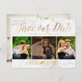 PixDezines MARBLE/SAVE OUR DATE/FUN SCRIPT Aankondigingskaart (Voorkant / Achterkant)