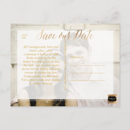 PixDezines MARBLE/SAVE OUR DATE/FUN SCRIPT Aankondigingskaart (Achterkant)