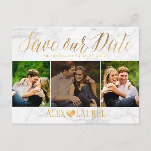 PixDezines MARBLE/SAVE OUR DATE/FUN SCRIPT Aankondigingskaart (Voorkant)