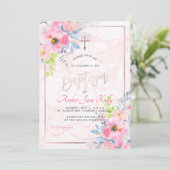 PixDezines Marble+Waterverf Flowers/Baptism Kaart (Staand voorkant)