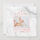 PixDezines Marbre Blanc, Baptême Fille Kaart (Voorkant)