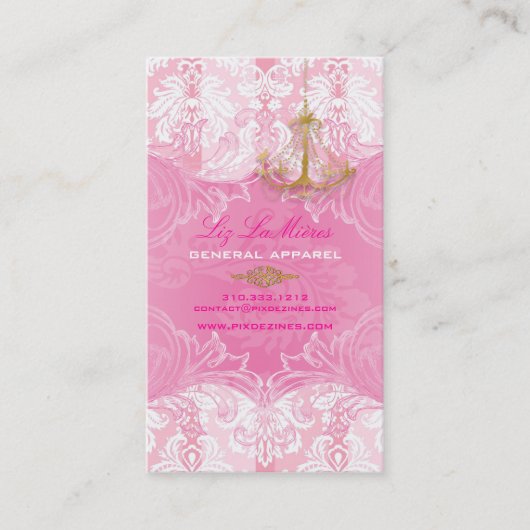 PixDezines Marie Antoinette over Pique Damask Visitekaartje (Voorkant)