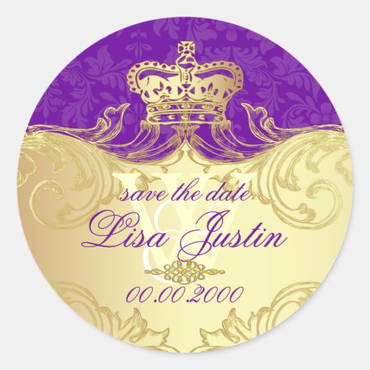 PixDezines Marie Antoniette/DIY paarse Ronde Sticker (Voorkant)