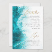 PixDezines Marine Waves Shoreline Beach Casamento Kaart (Achterkant)