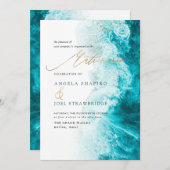 PixDezines Marine Waves Shoreline Beach Matrimonio Kaart (Voorkant / Achterkant)