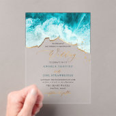 PixDezines Marine Waves Shoreline Beach Wedding Acryl Uitnodigingen (Insitu (Draagbaar))