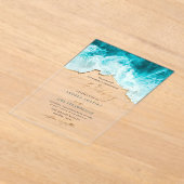 PixDezines Marine Waves Shoreline Beach Wedding Acryl Uitnodigingen (Laagn)