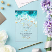PixDezines Marine Waves Shoreline Beach Wedding Acryl Uitnodigingen (Insitu (Huwelijk))