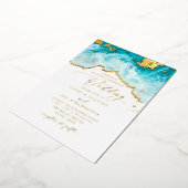 PixDezines Marine Waves Shoreline Beach Wedding Folie Uitnodiging (Gedraaid)