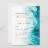 PixDezines Marine Waves Shoreline Beach Wedding Kaart (Voorkant)