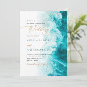 PixDezines Marine Waves Shoreline Beach Wedding Kaart (Staand voorkant)