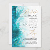 PixDezines Marine Waves Shoreline Beach Wedding Kaart (Achterkant)