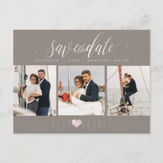 PixDezines Marmer, Blush Pink Save the Date Briefkaart (Voorkant)