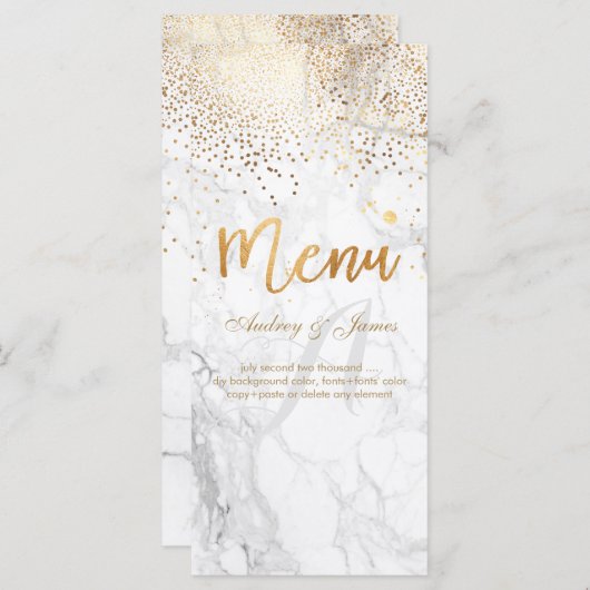 PixDezines Marmer/Confetti/Shine Menu/Faux Gold Menu (Voorkant / Achterkant)