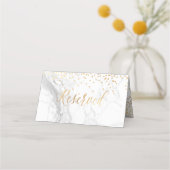 PixDezines Marmer Faux Gold Confetti Gereserveerde Plaatskaartje (Achterkant)