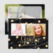 PixDezines Marmer/Faux Gold Stippen Afstuderen fot Uitnodiging Briefkaart (Voorkant / Achterkant)