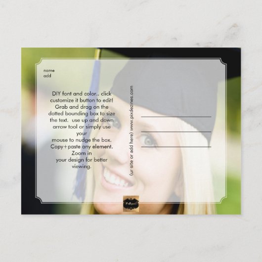 PixDezines Marmer/Faux Gold Stippen Afstuderen fot Uitnodiging Briefkaart (Achterkant)