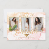 PixDezines Marmer Faux Goud Afstuderen Invita Invi Kaart (Voorkant)