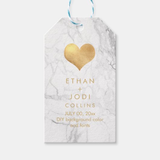 PixDezines Marmer Faux Goud Hart/DIY kleur Cadeaulabel (Voorkant)