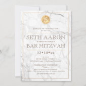 PixDezines Marmer Faux Goud Monogram Bar Mitzvah✡ Kaart (Achterkant)