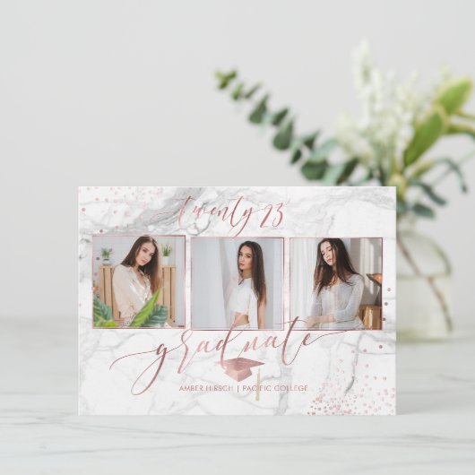 PixDezines Marmer Faux Roos Goud 2018 Afstuderen Kaart (Staand voorkant)